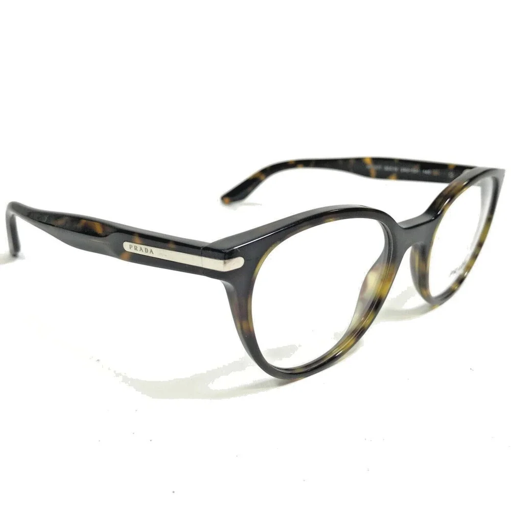 PRADA Eyeglasses Frames VPR 07T 2AU-1O1 Brown Tortoise Round Full Rim 50-19-140